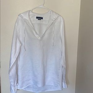 Zara Man white cotton shirt with hoodie, M